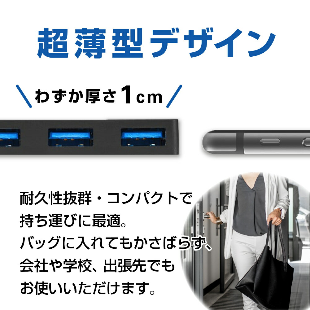 ASUS ZenBook 13 UX325EA [13.3インチ] 機種用 USB3.0 スリム4ポート ハブ と 反射防止 液晶保護フィルム セット メール便送料無料