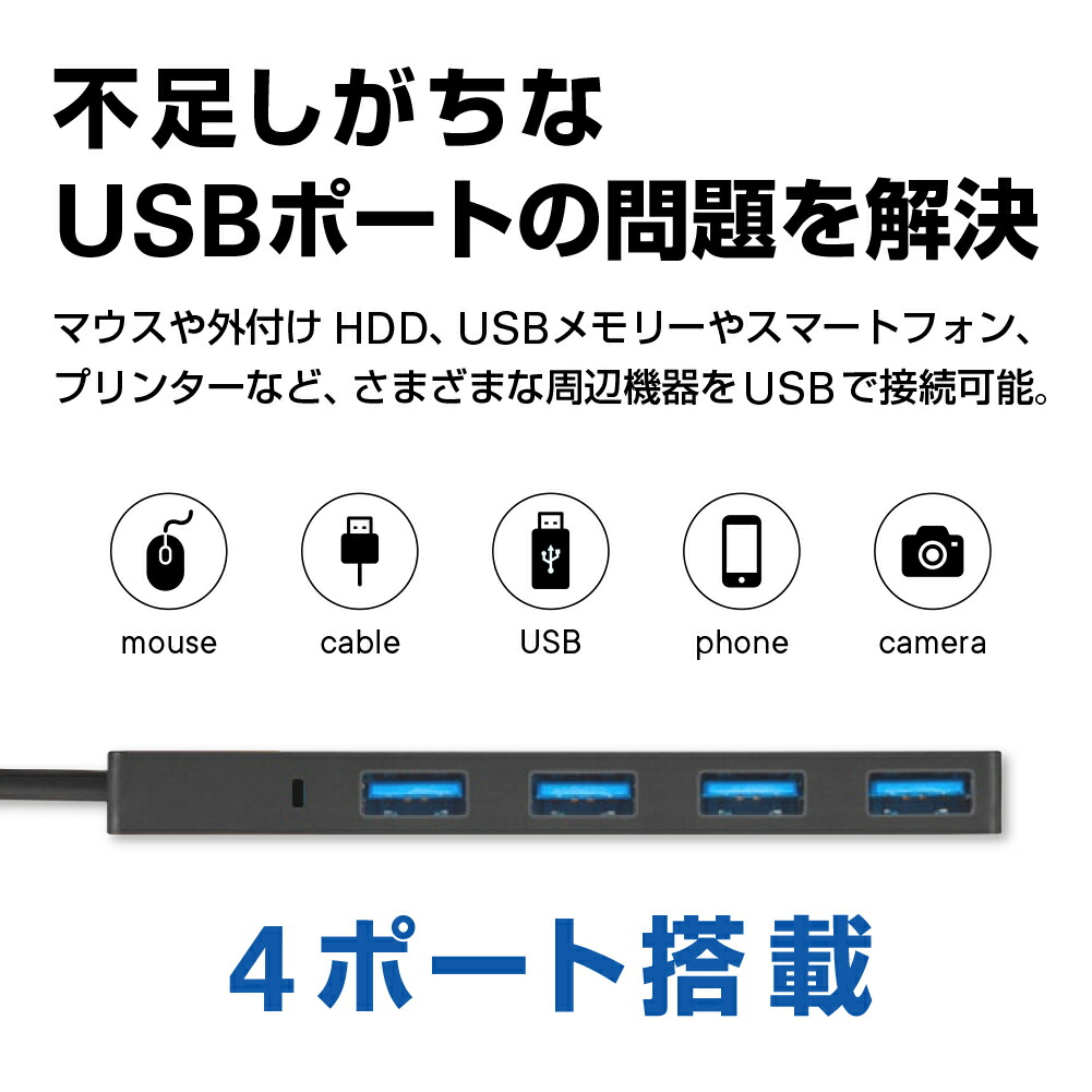 富士通 FMV LIFEBOOK UHシリーズ UH90/E3 [13.3インチ] 機種用 USB3.0 スリム4ポート ハブ と 反射防止 液晶保護フィルム セット メール便送料無料