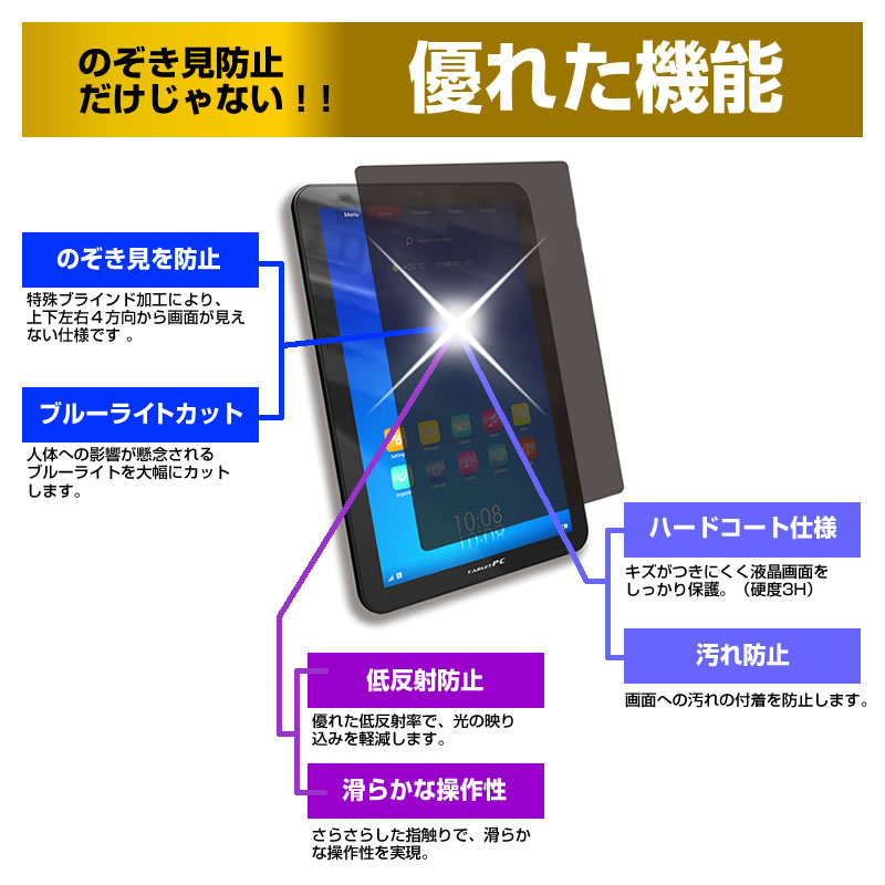 ASUS Chromebook Tablet CT100PA [9.7インチ] 機種で使える のぞき見防止 覗き見防止 上下左右4方向 プライバシー 保護フィルム ブルーライトカット 反射防止 キズ防止 メール便送料無料