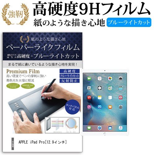 APPLE iPad Pro [12.9インチ] 機種で使える ペーパーテイスト 強化 ガラスフィルム と 同等の 高硬度9H ブルーライトカット 反射防止 ペンタブレット用フィルム メール便送料無料