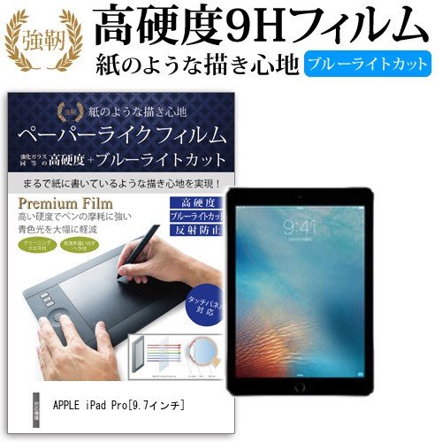 APPLE iPad Pro [9.7インチ] 機種で使える ペーパーテイスト 強化 ガラスフィルム と 同等の 高硬度9H ブルーライトカット 反射防止 ペンタブレット用フィルム メール便送料無料