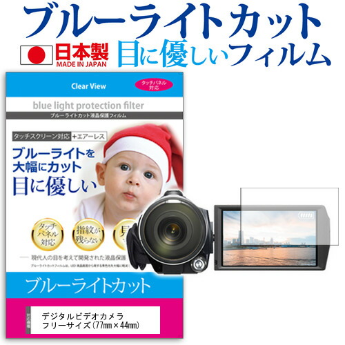 デジタルビデオカメラ フリーサイズ (77mm×44mm) ブルーライトカット 反射防止 指紋防止 気泡レス 抗菌 液晶保護フィルム メール便送料無料